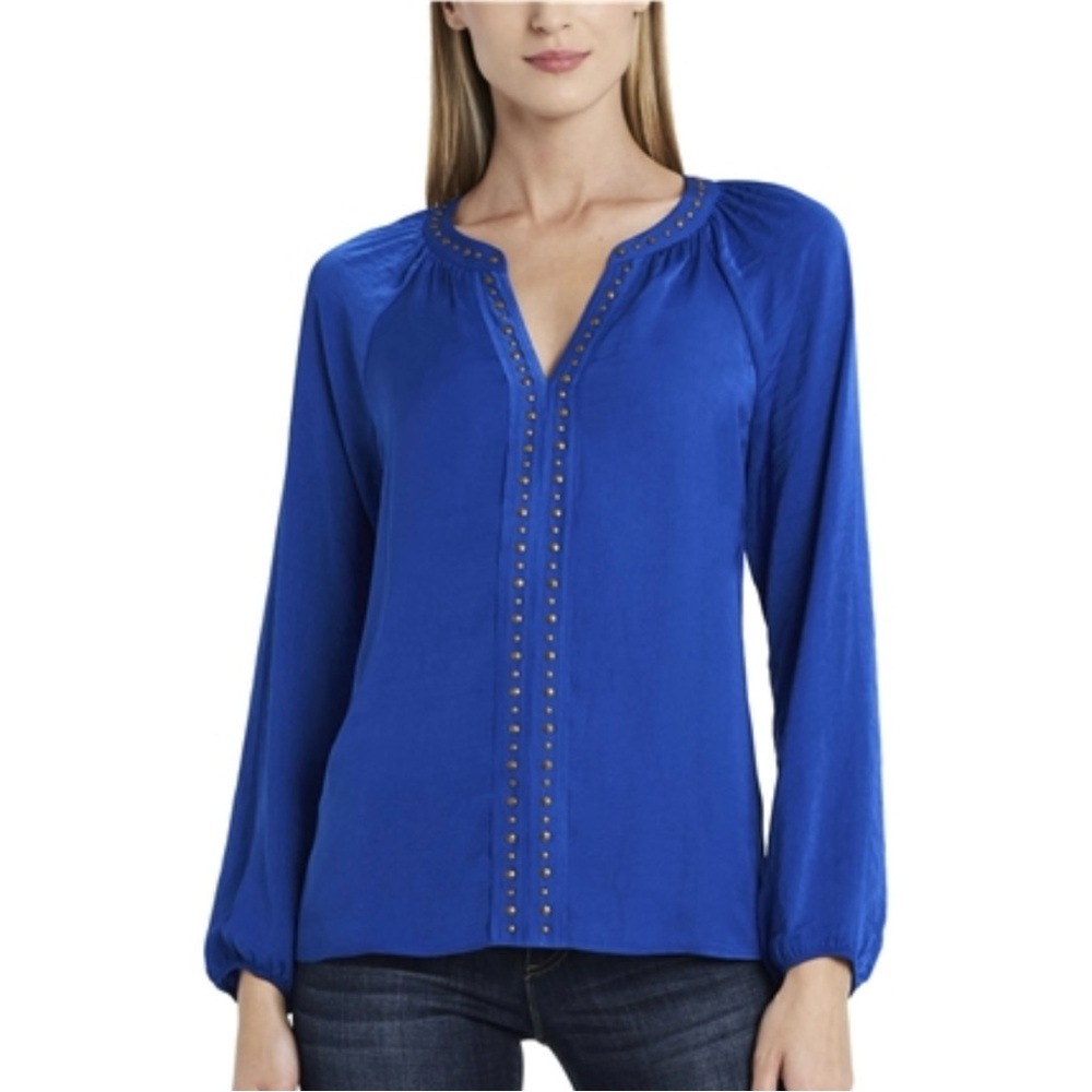 Vince Camuto Satin Studded Royal Blue Blouse XL